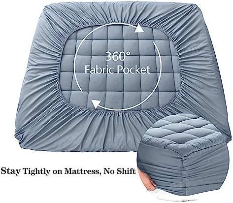 EASELAND Full Size Mattress Pad Pillow Top Mattress Topper Cotton Top - Image 4