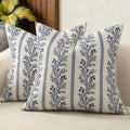 Vintage Throw Pillow Covers 16x16 Set of 2, Striped Floral Pillow Cover by DKwizme