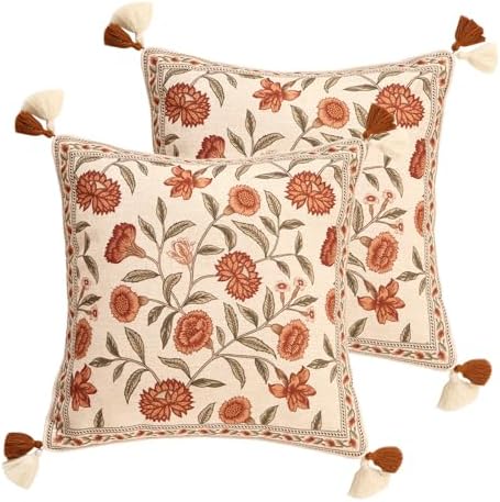 ISAENNE Vintage Linen Square Throw Pillow Cover by Isaennehomedecoration
