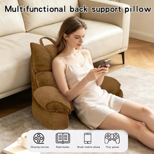 Reading Pillow for Bed with Arms, Back Support, Memory Foam（Brown，Large） - Image 6