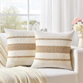 Fancy Homi Set of 2 Boho Neutral Decorative Throw Pillow Cover 22x22 Inch by Fancy+Homi