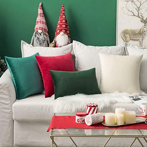 MIULEE Velvet Throw Pillow Covers 12x12 Inch Pack of 2 Red - Image 3