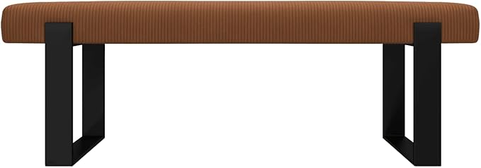 VANT Upholstered Bed Bench - Ribbed Terracotta - Matte Black - Contemporary Modern, Bedroom Bench Seat, Hallway, or Entryway