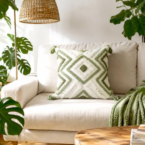 Boho Pillow Covers 18X18 Inch Boho Tufted Throw Pillow Covers Decorative - Image 3