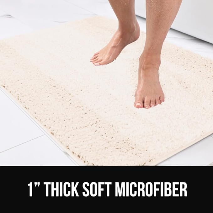 GORILLA GRIP Ultra Soft Plush Bathroom Rugs with Textured Rubber Backing, Absorbent Quick Dry Bath Mat, Machine Washable Shower Mats, Home Décor Accessories Bathmat Rug Essentials, 24 x 16 Ivory