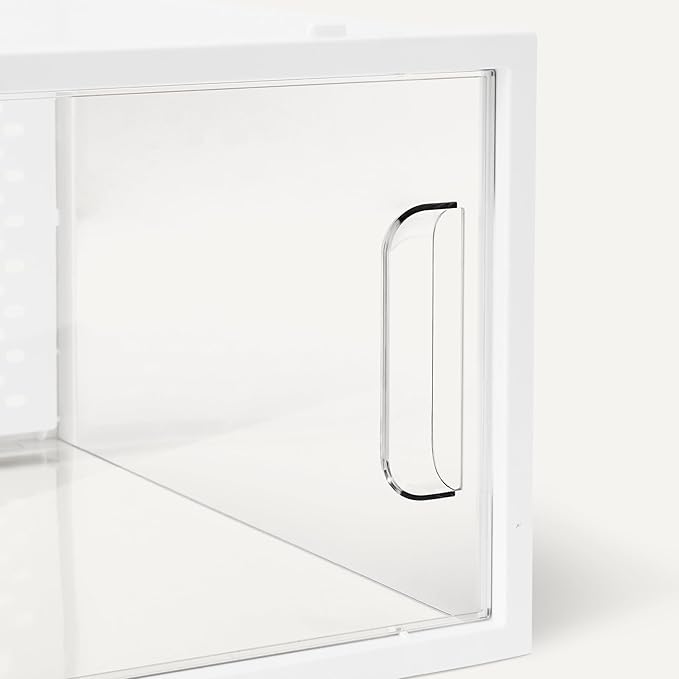 Amazon Basics Stackable and Foldable Clear Shoe Storage Organizer Box, Large, Pack of 12