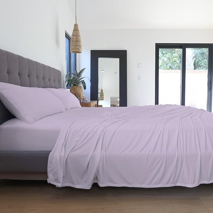 SHEEX - Original Performance Sheets Set (King/California King) Silver Lilac - Cooling Sheets, Moisture Wicking- 1 Flat Cooling Sheet, 1 Fitted Cooling Sheet, 2 Pillow Covers- Wrinkle Free, Sleep Aid