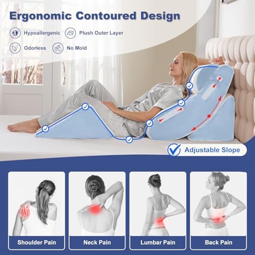 WSOFRLAC 4PCS Wedge Pillow Set for Sleeping – Orthopedic Bed Pillow for Post - Image 3