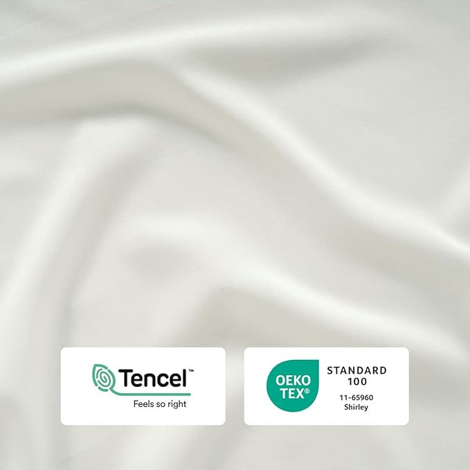 Reebok Twin Size Sheet Set from Tencel Eucalyptus - Soft, Cooling & Breathable for Hot Sleepers, Deep Pocket Up to 17 Inches, 4Pc Hotel Luxury Bedding Set, Bedsheet & Pillowcases (White, Twin)