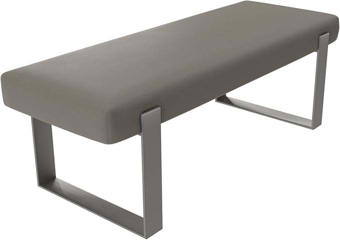 VANT Upholstered Bed Bench - Vintage Leather Dusty Taupe - Brushed Nickel - Contemporary Modern, Bedroom Bench Seat, Hallway, or Entryway
