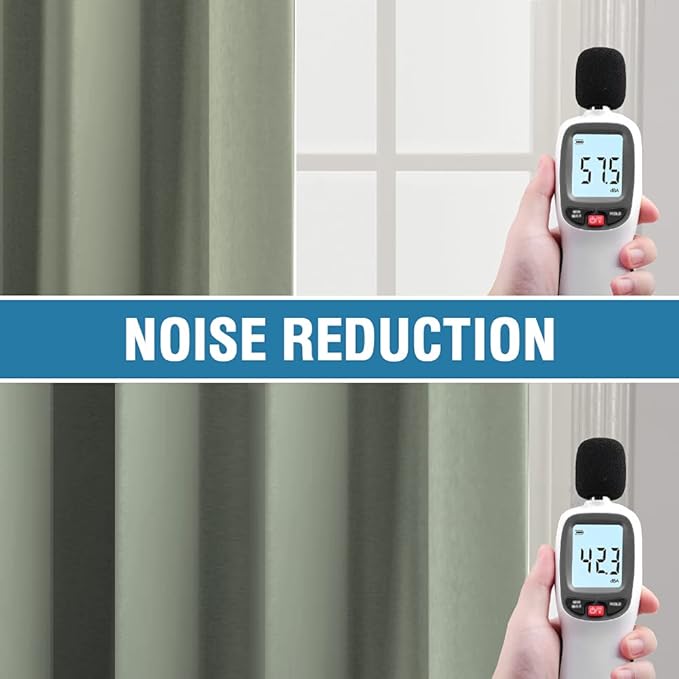 H.VERSAILTEX 100% Blackout Curtains for Bedroom 42 Inches Wide Thermal Insulated Blackout Curtains 63 Inches Long Rod Pocket Curtains with Black Liner 2 Panels Set, Light Sage
