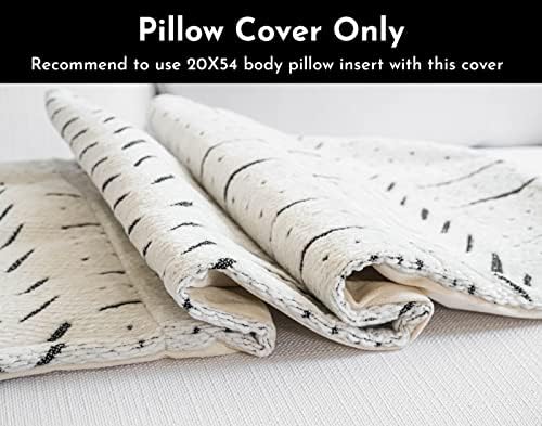 BlissBlush White Soft Chenille Boho Body Pillow Cover 20x54, Decorative - Image 4