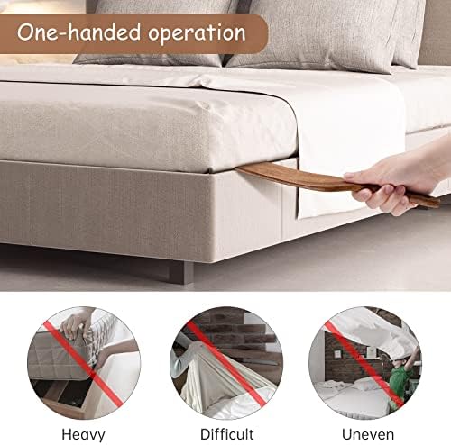 NiHome Teak Wood Mattress Lifter & Bed Sheet Tucker, Bed Making Tool - Image 2