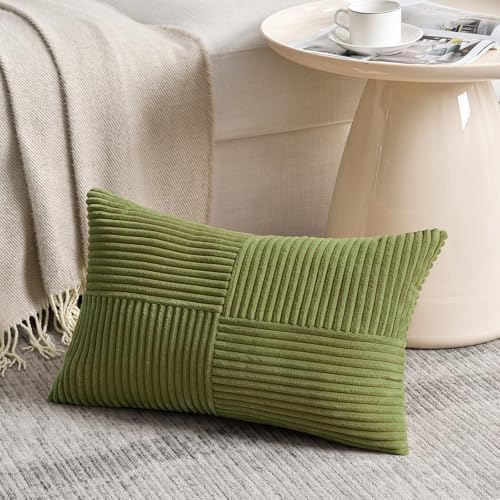 Fancy Homi 2 Packs Moss Green Lumbar Decorative Throw Pillow Covers 14x24 Inch - Image 2