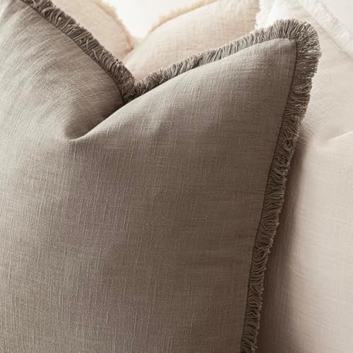 Foindtower Decorative Linen Fringe Throw Pillow Covers 20×20 Inch - Image 5