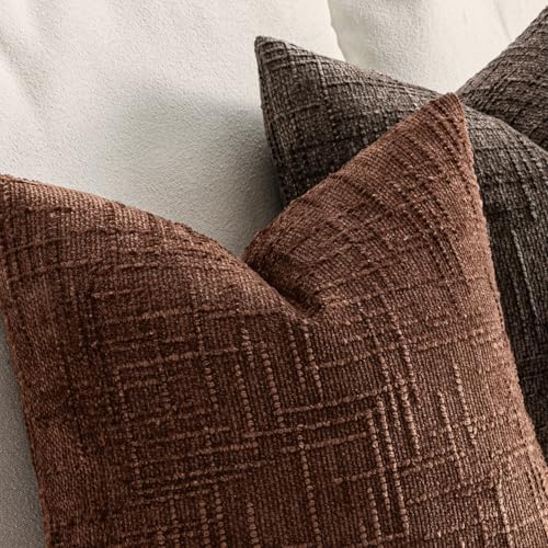 MIULEE Chenille Textured Throw Pillow Covers Terracotta 20x20 Set of 2 - Image 4