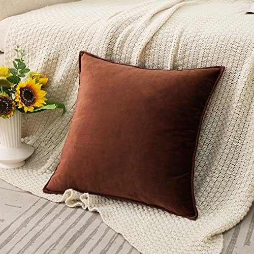 JIAHANNHA Velvet Brown Throw Pillow Covers 18”x18”Pack of 2 Soft Decorative - Image 2