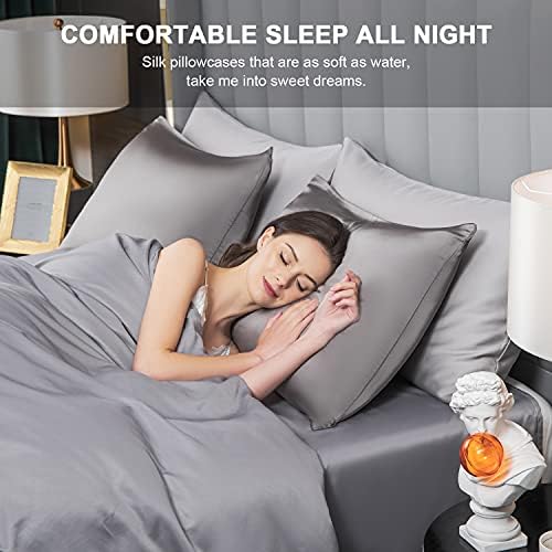 Mulberry Silk Pillowcase for Hair and Skin, Standard Size Cooling Silk Pillow - Image 4