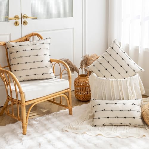 YEENAASY Boho Throw Pillow Covers 24x24 Set of 2 Farmhouse Pillow Cases - Image 4