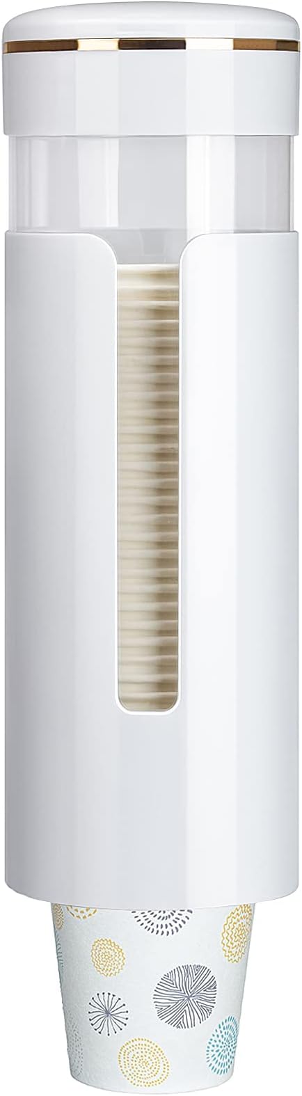 Cup Dispenser, Wall Mount Water Cooler Cup Dispenser fits 4-7 oz Disposable Paper and Plastic Cups, Pull Type Cup Holder for Bathroom, Office, Break Room, Gym, White
