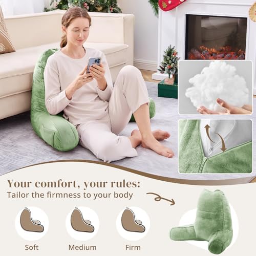 Sasttie Reading Pillow for Bed, Back Pillow for Sitting Up, Sage Green - Image 3