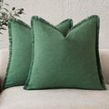 Foindtower Decorative Linen Fringe Throw Pillow Covers 20×20 Pine Green by Foindtower