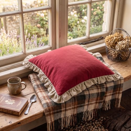 patdrea Vintage Red Linen Throw Pillow Covers - Image 3