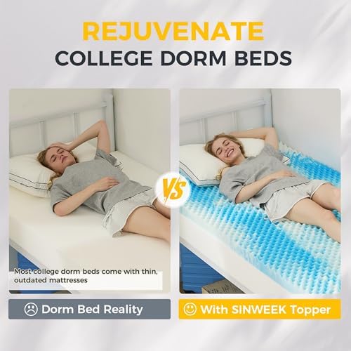 SINWEEK 2 Inch Egg Crate Memory Foam Mattress Topper Twin XL, Twin Extra Long - Image 3
