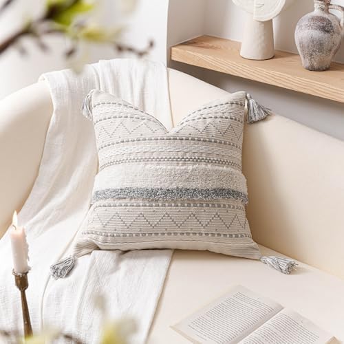 BlissBlush 20X20 Throw Pillow Cover, Cream Neutral Square Decorative Cushion - Image 7