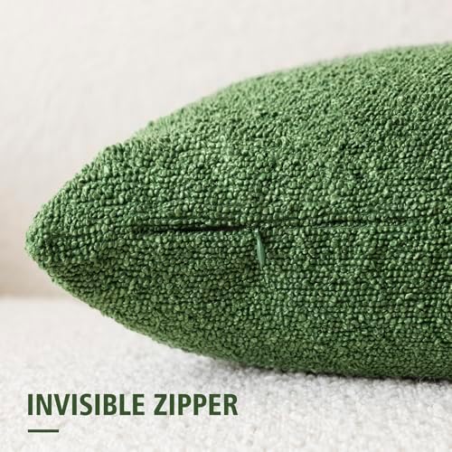Foindtower Decorative Textured Boucle Throw Pillow Cover 18x18 Forest Green - Image 2
