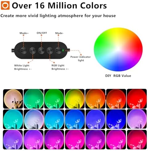 LED Sunset Lamp Projector,Multicolor Changing with USB Port,Sunset Light 180°Rotation for Room Decor,Sunset Lamp for Bedroom,Photography Party,Tiktok Live,Gift for Halloween, Christmas - Image 2