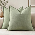 decorUhome Sage Green Textured Linen Throw Pillow Covers 16x16 Set of 2 by decorUhome