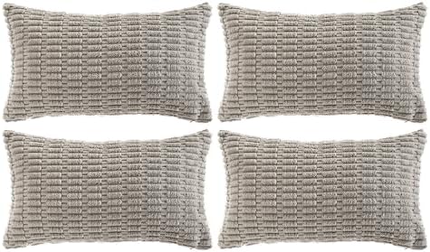 Fancy Homi 4 Packs Grey Decorative Throw Pillow Covers 14x24 Inch by Fancy+Homi