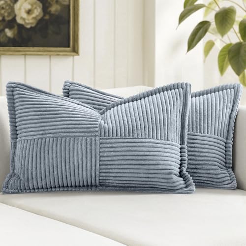 MIULEE Decorative Lumbar Throw Pillow Covers 12x20 Inch Dustyblue 2 Pack by MIULEE