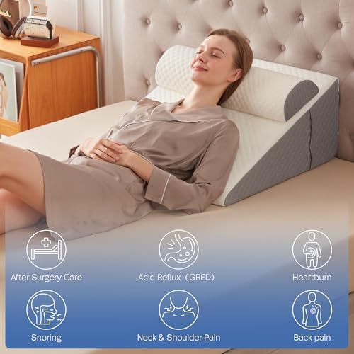 Simpledad 2PCS Wedge Pillow, Back Pain Relief, Cooling Memory Foam Top - Image 6