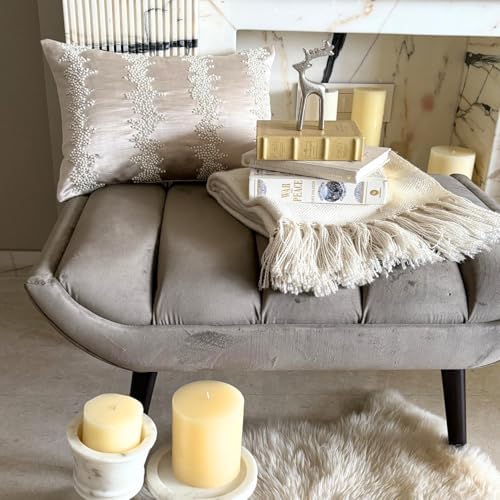 Ivory Decorative Lumbar Pillow Cover 12" x 16" | Pack of 2 Satin Oblong Cushion - Image 2
