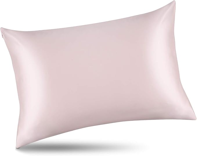 ALASKA BEAR Silk Pillowcase for Hair and Skin, Set of 2 Pure Genuine 22 Momme Mulberry Silk Pillow Cases Standard Size for Bliss Sleep Better Than Poly Satin, Zipper Closure(2pc, Pink)
