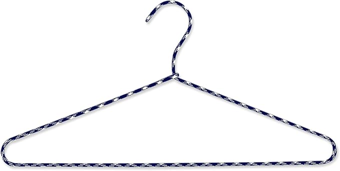 Clothes Hangers 30 Pack Stylish Fabric Wrapped Metal, Space Saving Coat, Velvet, Pant Hangers for Closet Organization, Durable Non-Slip, Navy/White Wardrobe Essentials Bulk Storage