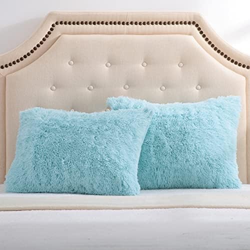 REAFORT Long Hair Faux Fur Standard Shams 20"x26", Envelope Closure - Image 2