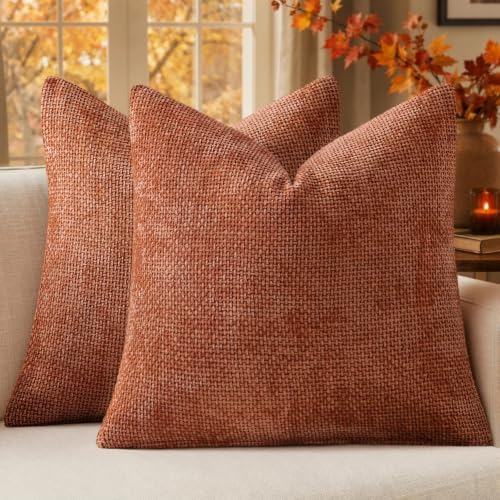 MIULEE Fall Decorative Rust Couch Throw Pillow Covers 20x20 Inch 2 Pack by MIULEE