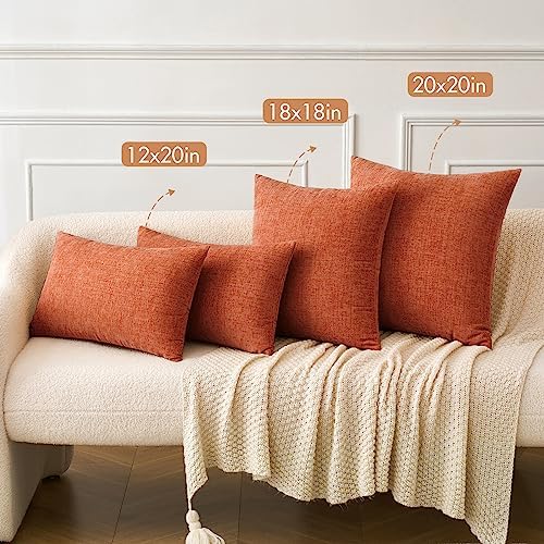 MIULEE Pack of 4 Couch Throw Pillow Covers 18x18 Inch Soft Burnt Orange - Image 4