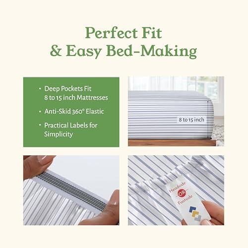 California Design Den 100% Organic Cotton Percale Sheets Queen - Image 6
