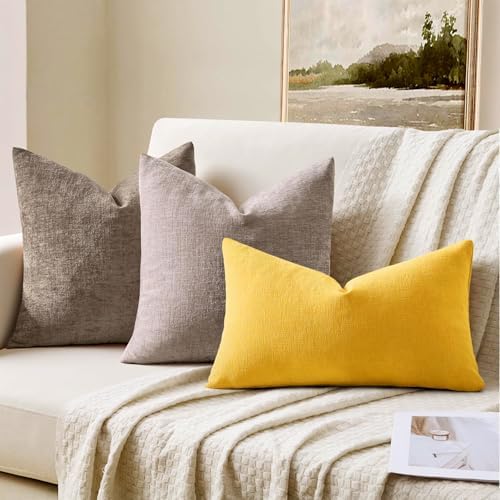 MIULEE Yellow Chenille Couch Lumbar Throw Pillow Covers - Image 3