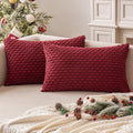 MIULEE Christmas Lumbar Decorative Throw Pillow Covers 12x20 Burgundy by MIULEE