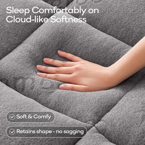 OLANLY Twin Bamboo Viscose Cooling Mattress Topper, Light Gray - Image 2