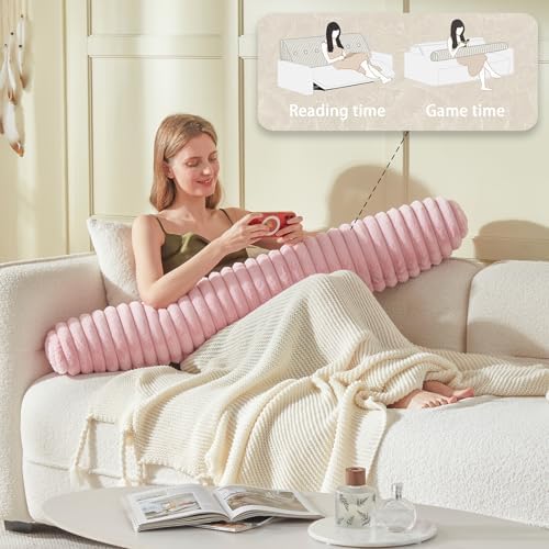 Headboard Pillow + A Long Neck Roll Pillow Body Pillow，Faux Fur Headboard Wedge - Image 5