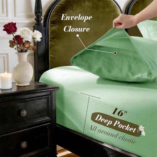 SONORO KATE 100% French Linen King Size Sheets Set, Natural Flax Bedding - Image 6
