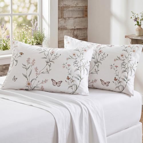 Bedorm Standard Size Pillow Cases Set of 2 Cotton Floral Pillow Cover by Bedorm