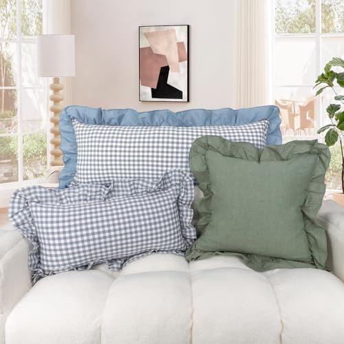 JoraLion Ruffled Body Pillow Cover 20x54 Solid Green - Image 2