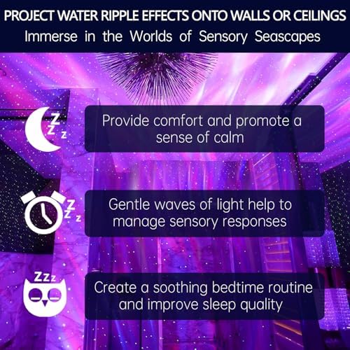 Calming Sensory Lights, Sensory Toys for Kids with Autism, Ocean Light Projector with 15 Color Patterns, Light Projects Water Ripple Effects onto Walls and Ceilings, Autism Toy,for Children and Adults - Image 2